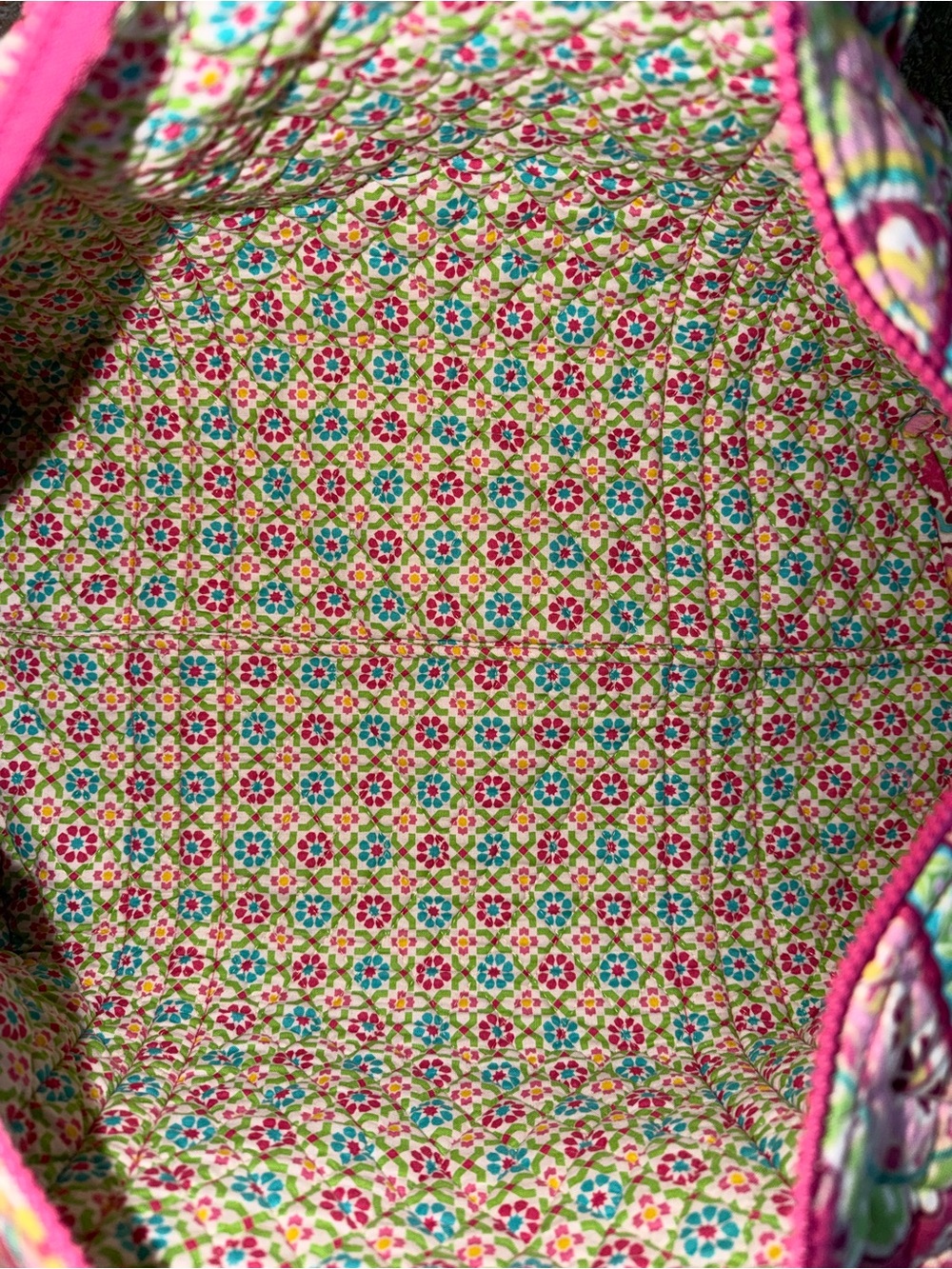 Vintage Vera Bradley Pink Paisley Duffle Bag Weekender Quilted Cotton Made InUSA - Picture 7 of 10